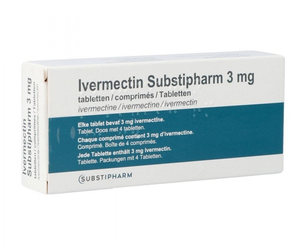 Verpakking met 4 tabletten Ivermectine 3 mg